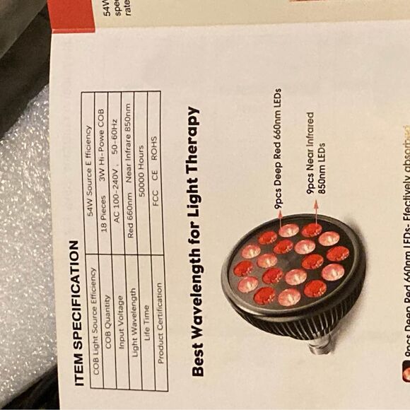 LED Red Light Telescopic Therapy Light 54 Watt - Picture 5 of 5